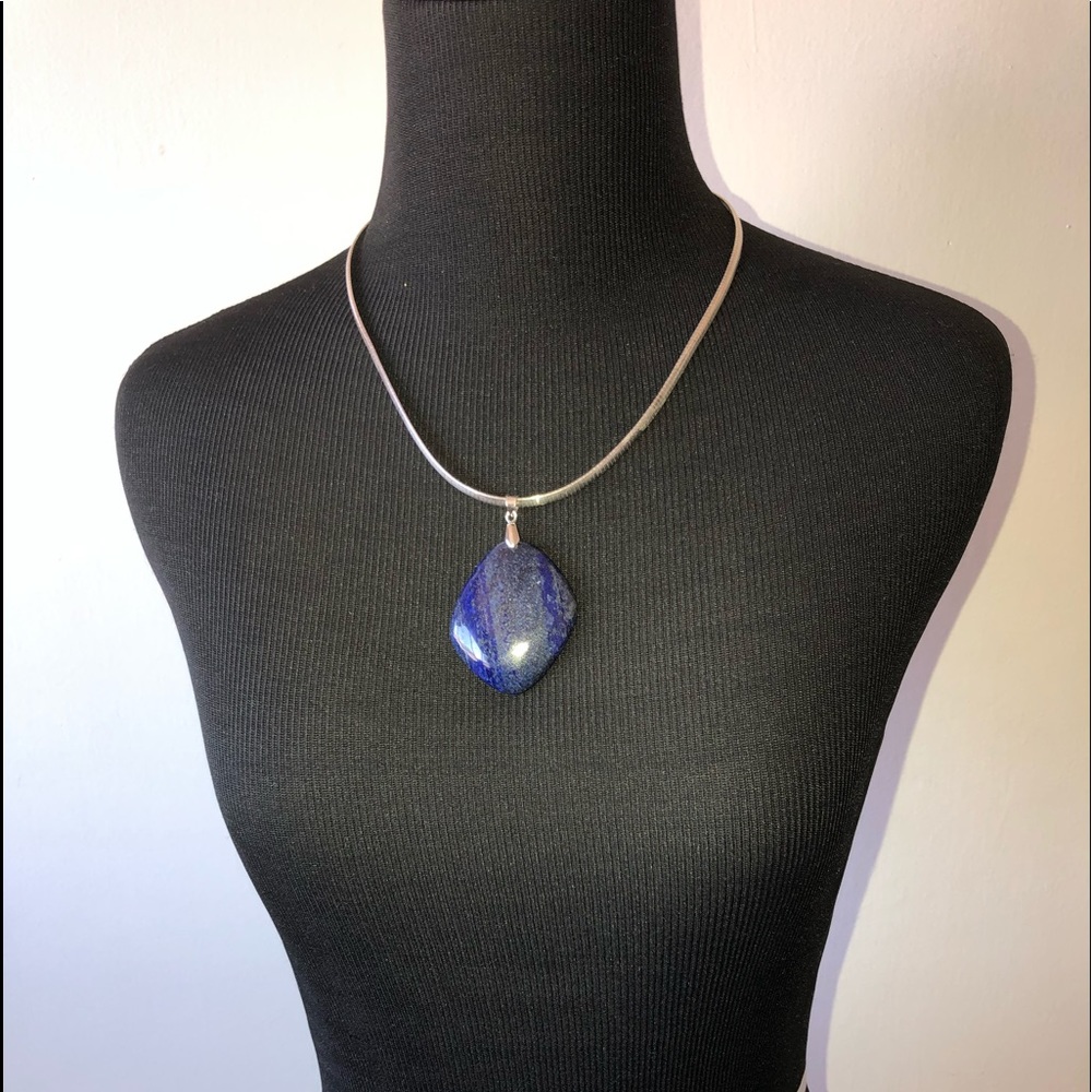 🛍️ Genuine Lapis Lazuli Modernist Pendant - Picture 4 of 13